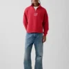Zware oversized pullover met logo en kwartritssluiting