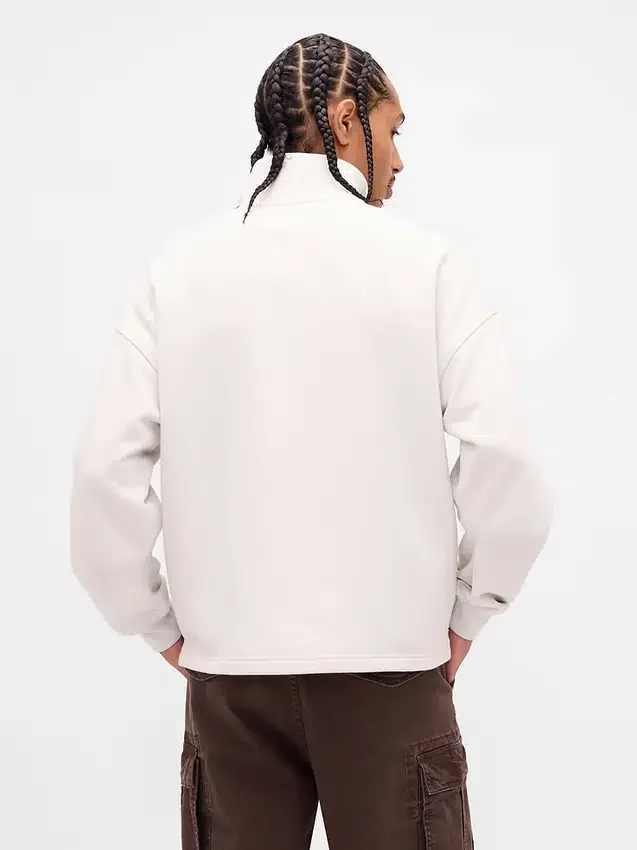 Zware oversized pullover met logo en kwartritssluiting