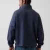 Zware oversized pullover met logo en kwartritssluiting