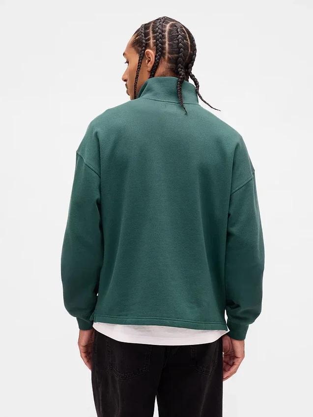 Zware oversized pullover met logo en kwartritssluiting