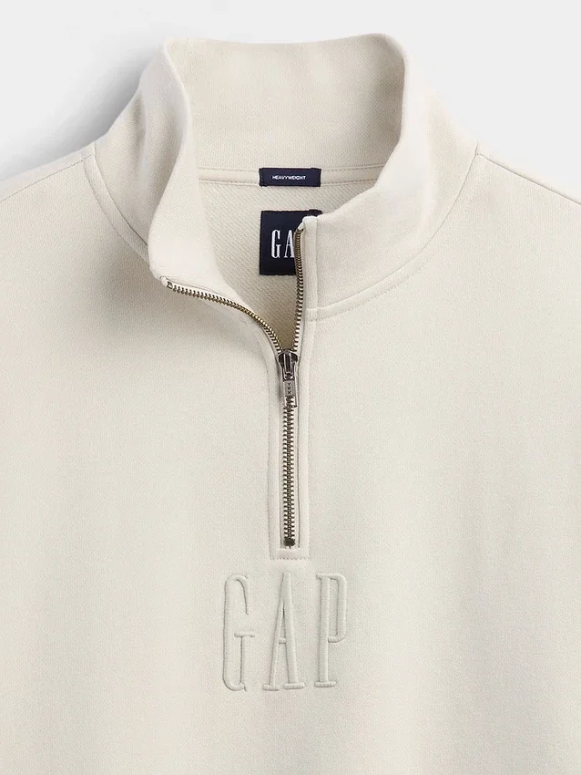 Zware oversized pullover met logo en kwartritssluiting