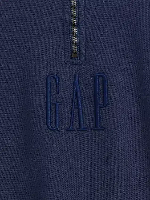 Zware oversized pullover met logo en kwartritssluiting