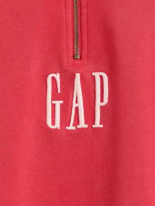Zware oversized pullover met logo en kwartritssluiting