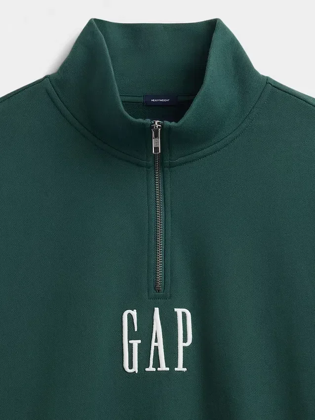 Zware oversized pullover met logo en kwartritssluiting