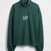 Zware oversized pullover met logo en kwartritssluiting