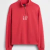 Zware oversized pullover met logo en kwartritssluiting