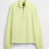Zware oversized pullover met logo en kwartritssluiting