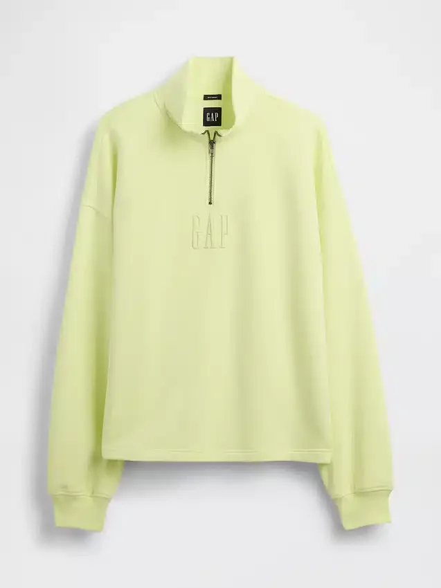 Zware oversized pullover met logo en kwartritssluiting