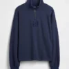 Zware oversized pullover met logo en kwartritssluiting
