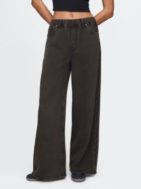 Zware, ruimvallende joggingbroek in Jeansstijl