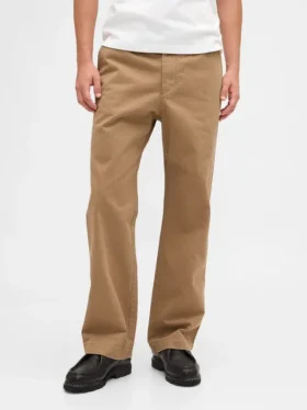 Zware twill ’90s loszittende kaki broek
