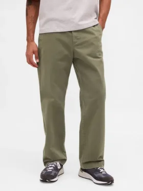Zware twill ’90s loszittende kaki broek