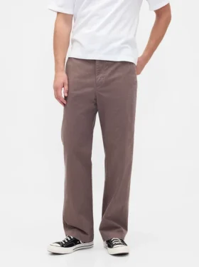 Zware twill ’90s loszittende kaki broek