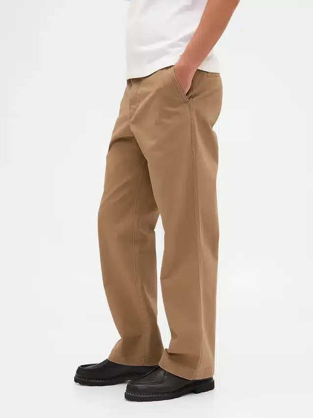 Zware twill '90s loszittende kaki broek