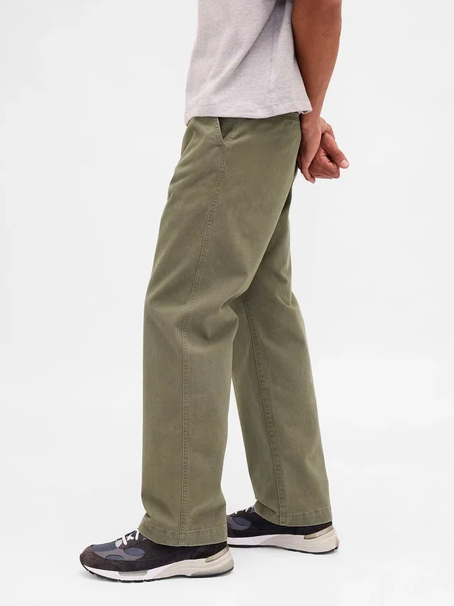 Zware twill '90s loszittende kaki broek