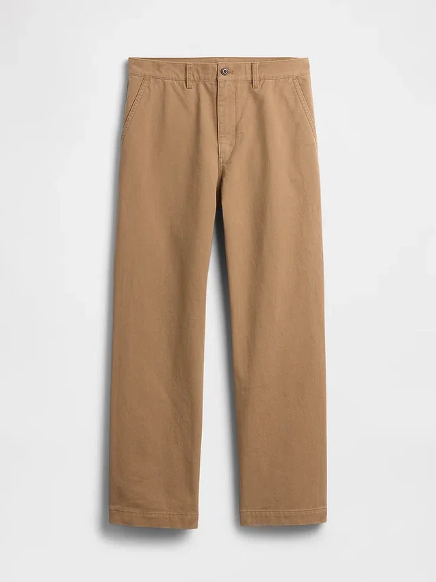 Zware twill '90s loszittende kaki broek