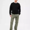 Zware twill, relaxte rechte kaki