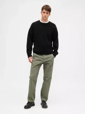 Zware twill, relaxte rechte kaki