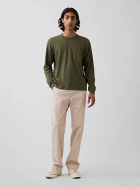 Zware twill, relaxte rechte kaki