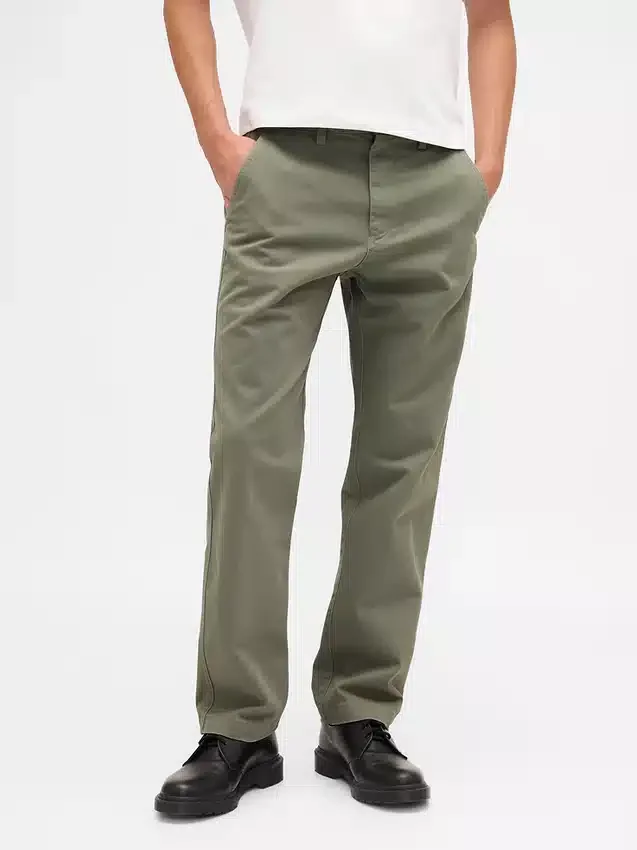 Zware twill, relaxte rechte kaki