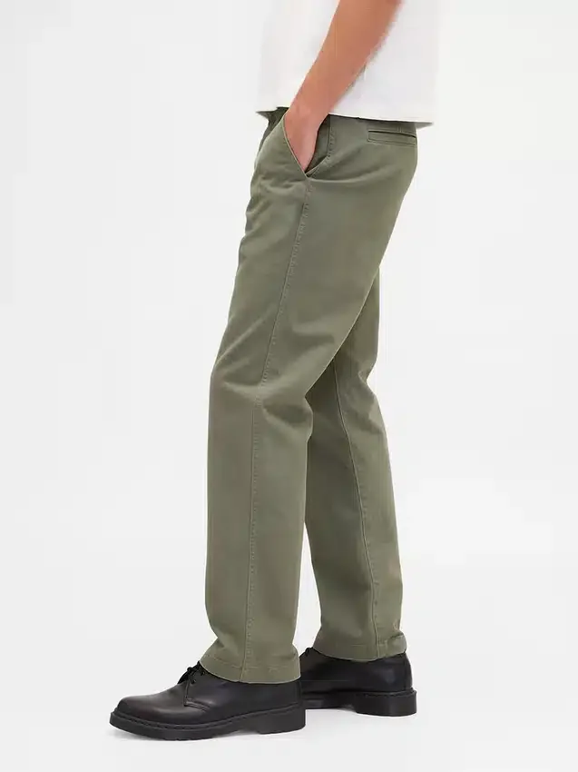 Zware twill, relaxte rechte kaki