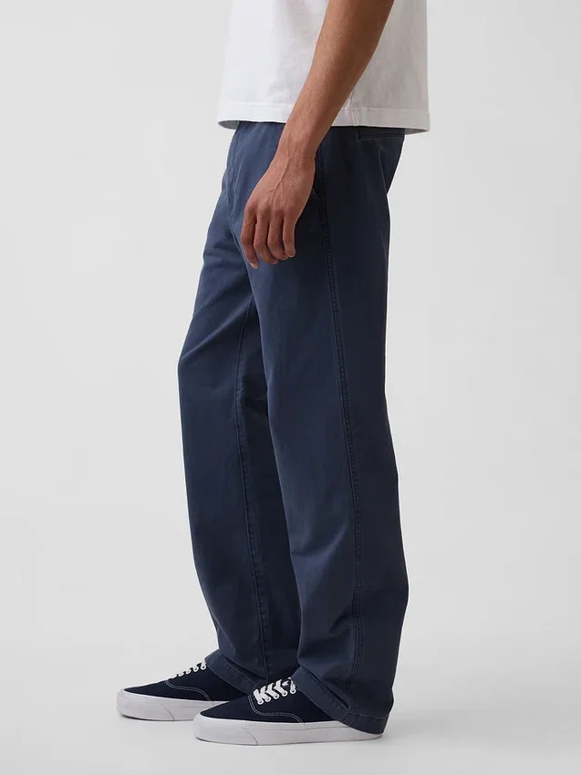 Zware twill, relaxte rechte kaki